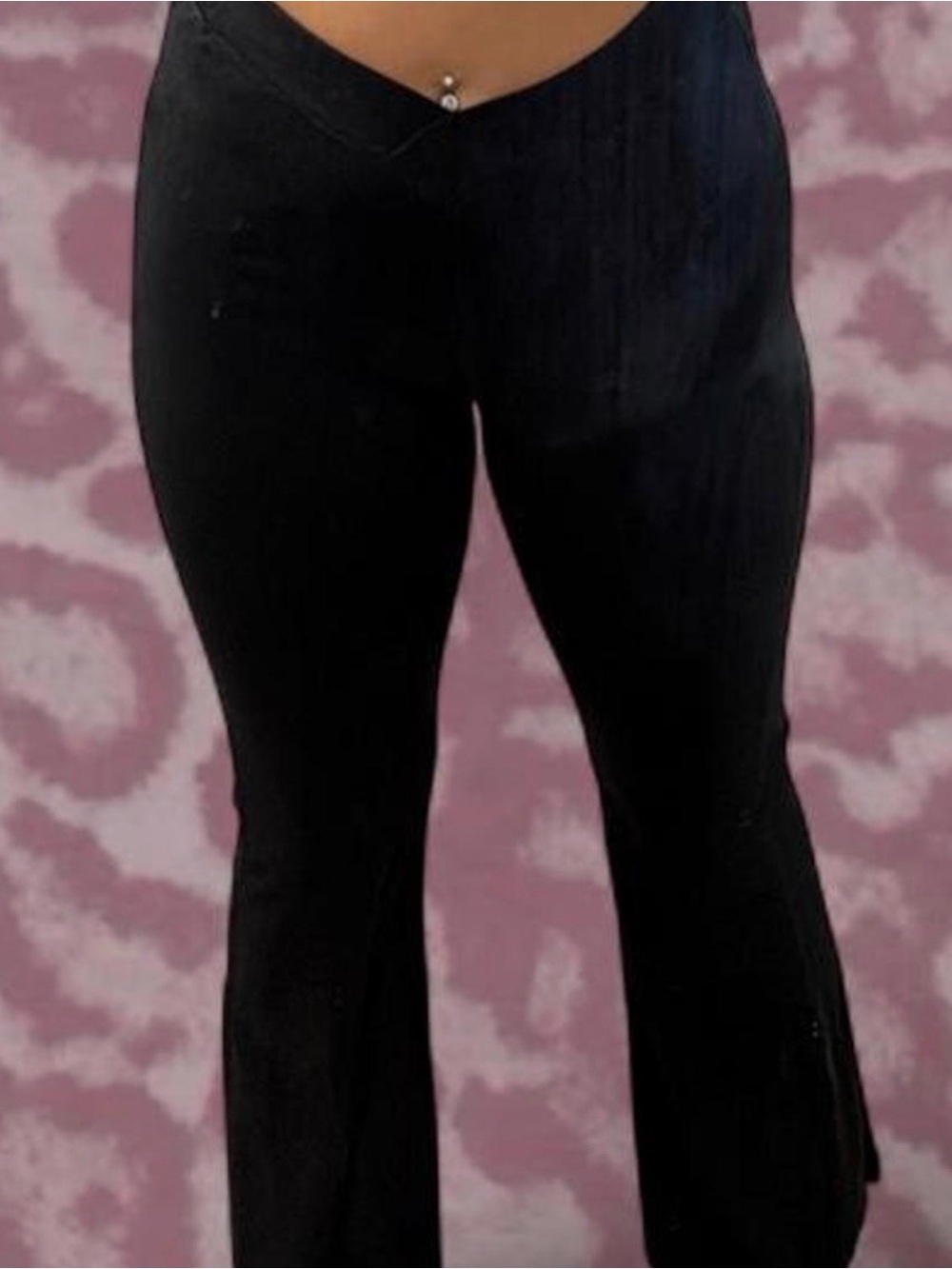 High-Waist Black Stretch Flare Pants